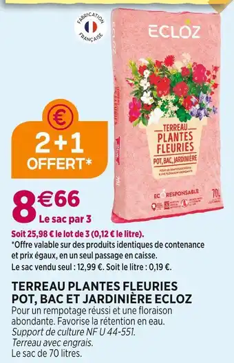 Delbard Ecloz terreau plantes fleuries pot, bac et jardinière offre