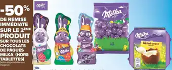 Carrefour Market Milka -50% de remise immédiate sur le 2ème produit sur tous les chocolats de pâques milka (hors tablettes) offre