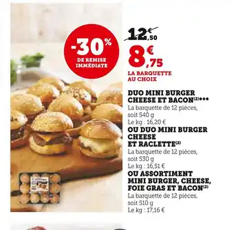 Super U Duo mini burger cheese et bacon offre