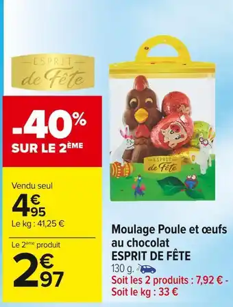 Carrefour Market Esprit de fête moulage poule et œufs au chocolat offre