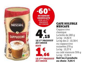 Super U Nescafe cafe soluble offre