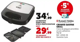 Super U Russell hobbs croque gaufre grill offre
