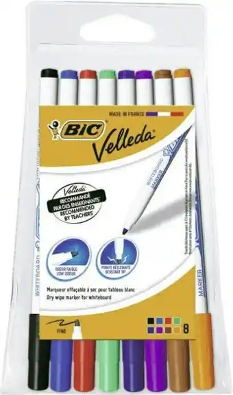 8 marqueurs effaçables assortis fin VELLEDA