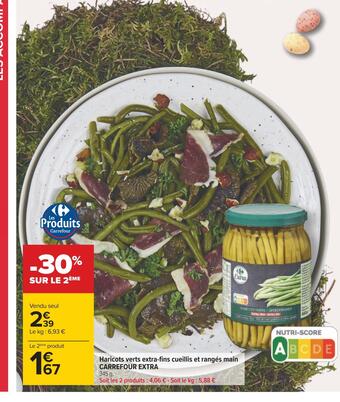 Carrefour Carrefour extra haricots verts extra-fins cueillis et rangés main offre