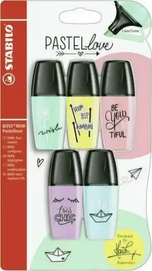5 Surligneurs Boss Mini Pastellove