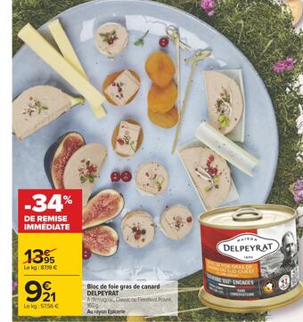 Carrefour Delpeyrat bloc de foie gras de canard offre
