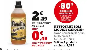 Super U Carolin nettoyant sols liquide* offre