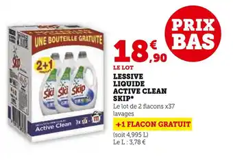 Super U Skip lessive liquide active clean * offre