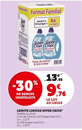 Super U Super croix lessive liquide* offre