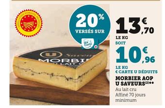 Super U U saveurs morbier aop offre