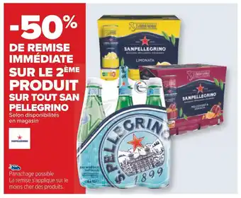 Carrefour San pellegrino -50% de remise immédiate sur le 2ème produit sur tout san pellegrino offre