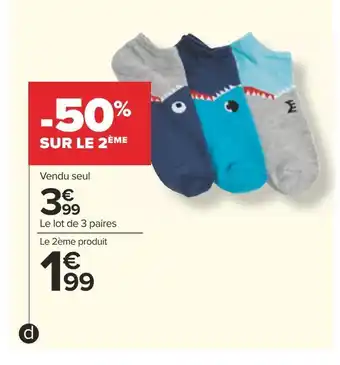 Carrefour Tex socquettes courtes fille ou garçon offre