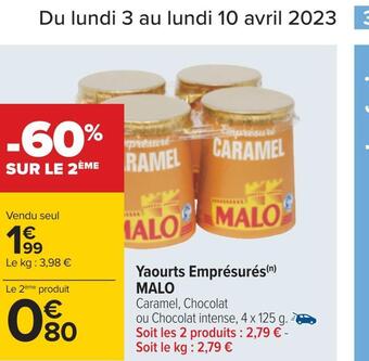 Carrefour Malo yaourts emprésurés offre