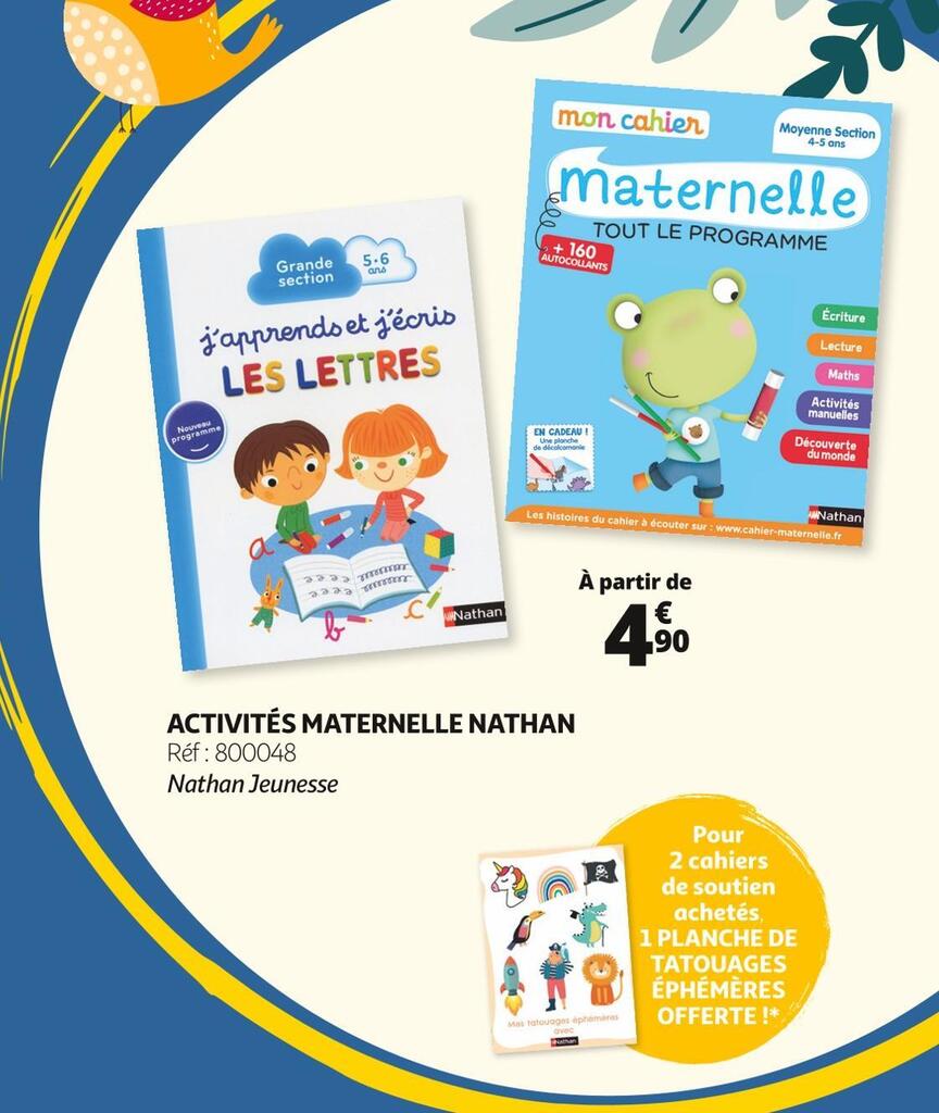 Promo Nathan jeunesse activités maternelle nathan chez Auchan