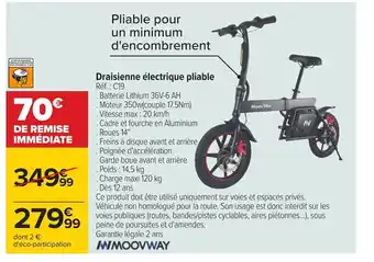Carrefour Moovway draisienne électrique pliable offre