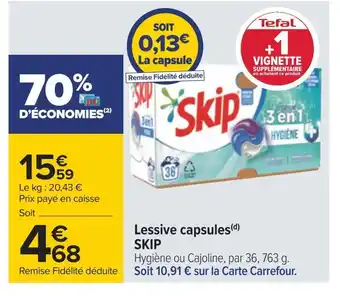 Carrefour Skip lessive capsules offre