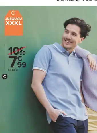 Carrefour Tex polo slim homme offre