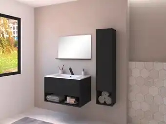 Brico Dépôt Ensemble meuble + vasque + miroir lyra 80 cm offre