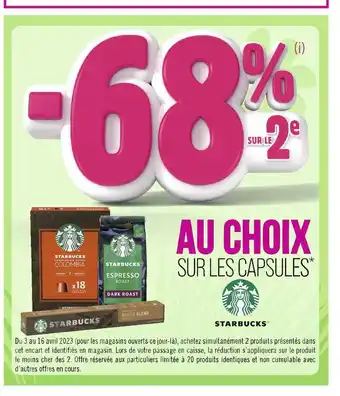 Starbucks -68% sur le 2e au choix sur les capsules starbucks