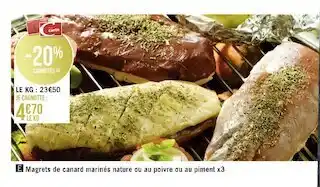 Magrets de canard marinés nature ou au poivre ou au piment x3