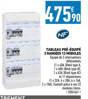 Brico Cash Legrand tableau pré-équipé 3 rangées 13 modules offre