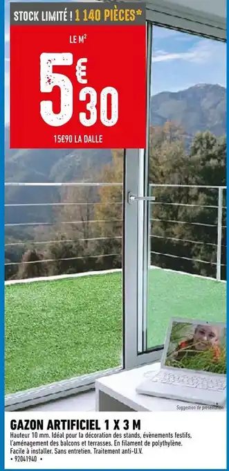 Brico Cash Gazon artificiel 1 x 3 m offre