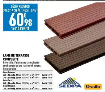 Brico Cash Sedpa lame de terrasse composite offre