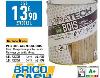 Brico Cash Bricocash peinture acrylique bois offre