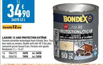 Brico Cash Bondex lasure 12 ans protection extême offre