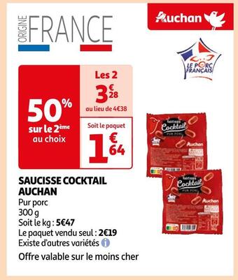 Auchan Supermarché Auchan saucisse cocktail offre