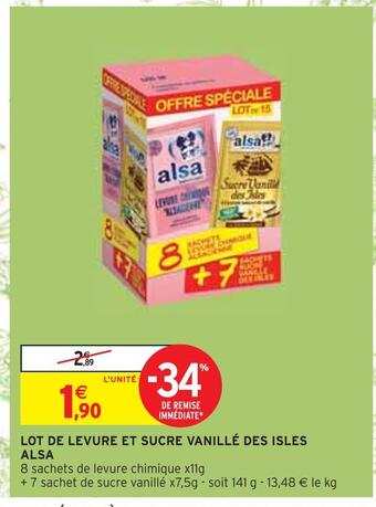 Intermarché Alsa lot de levure et sucre vanillé des isles offre