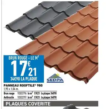 Brico Cash Sedpa panneau rooftile® 980 offre