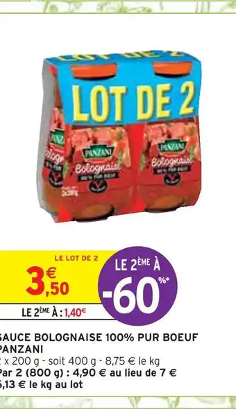 Intermarché Panzani sauce bolognaise 100% pur boeu offre