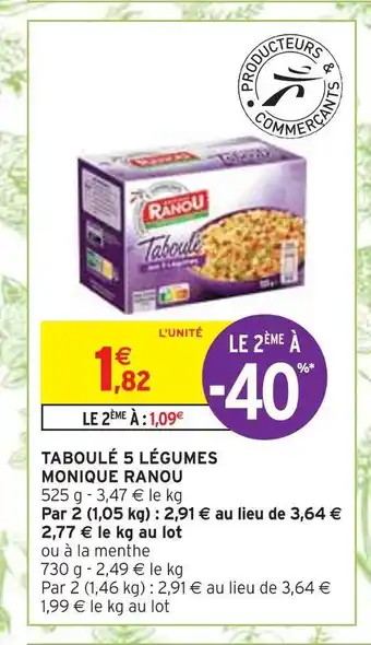 Intermarché Monique ranou taboulé 5 légumes offre