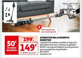 Auchan Rowenta aspirateur balai rh6837wo offre