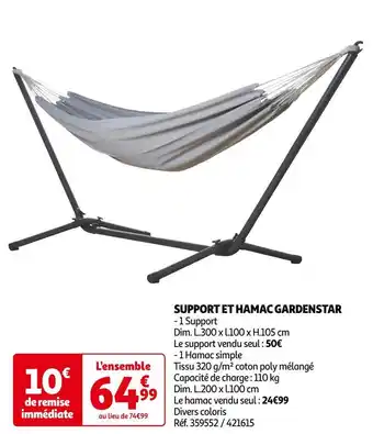 Auchan Gardenstar support et hamac offre