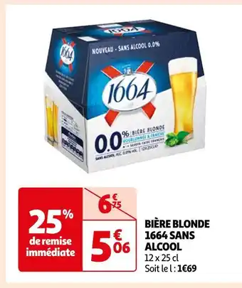 Auchan 1664 bière blonde sans alcool offre