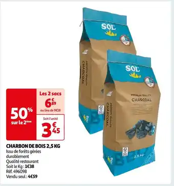 Auchan Charbon de bois 2,5 kg offre