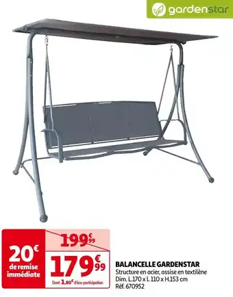 Auchan Gardenstar balancelle offre