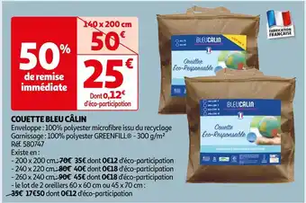 Auchan Bleu câlin couette offre