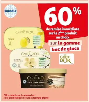 Auchan Carte d'or 60% de remise immédiate sur le 2ème produit au choix sur la gamme bac de glace offre