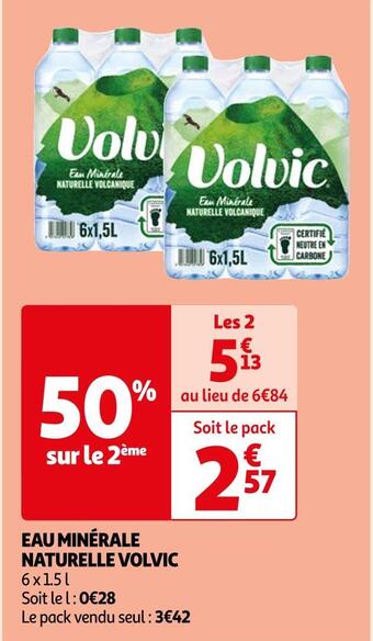 Auchan Supermarché Volvic eau minérale naturelle offre