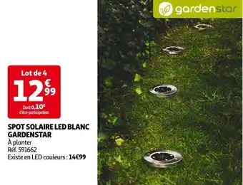 Auchan Gardenstar spot solaire led blanc offre