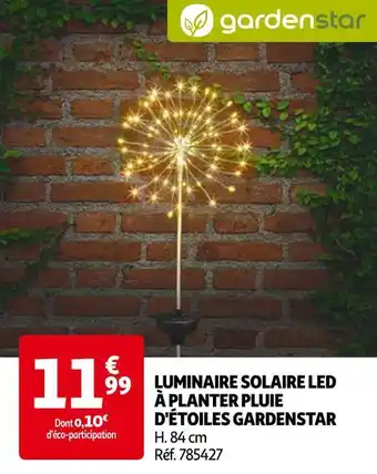 Auchan Gardenstar luminaire solaire led à planter pluie d'étoiles offre