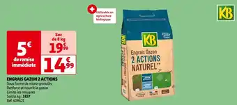 Auchan Kb engrais gazon 2 actions offre