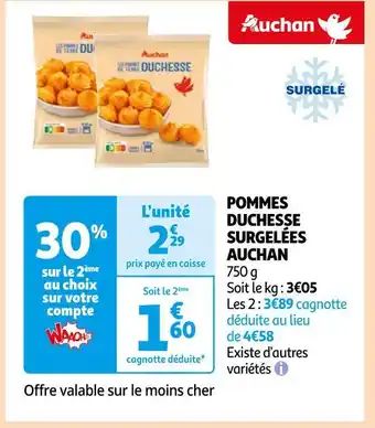 Auchan Auchan pommes duchesse surgelées offre