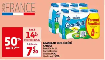 Auchan Candia grandlait demi-écrémé offre
