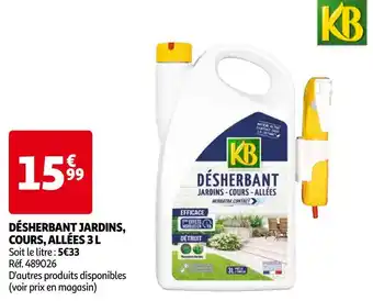 Auchan Kb désherbant jardins, cours, allées 3 l offre