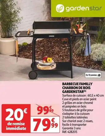 Auchan Gardenstar barbecue familly charbon de bois offre