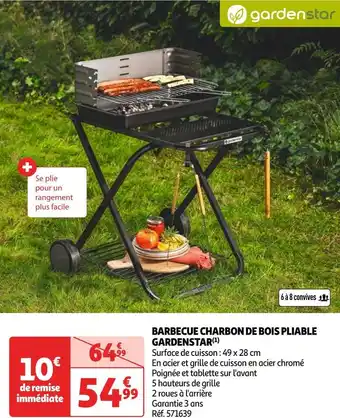 Auchan Gardenstar barbecue charbon de bois pliable offre